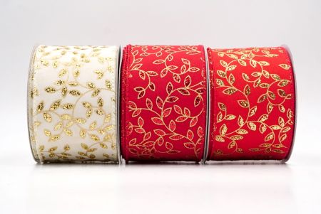 Festive Leaf Scroll Wired Ribbon - Festive Leaf Scroll Wired Ribbon